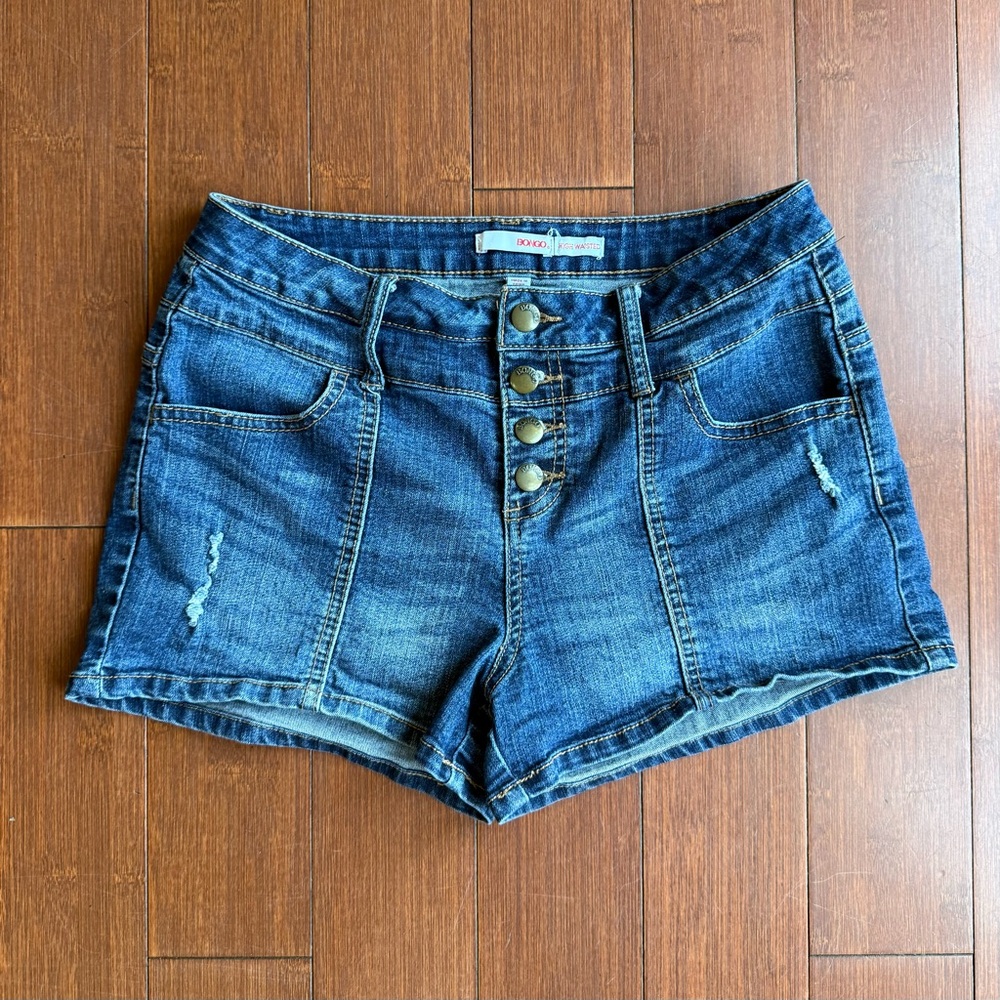 Vintage Bongo Button Up Blue Women's‎ Shorts